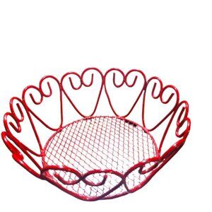 Red Covered Metal Valentine's Day Candy Dish Decor